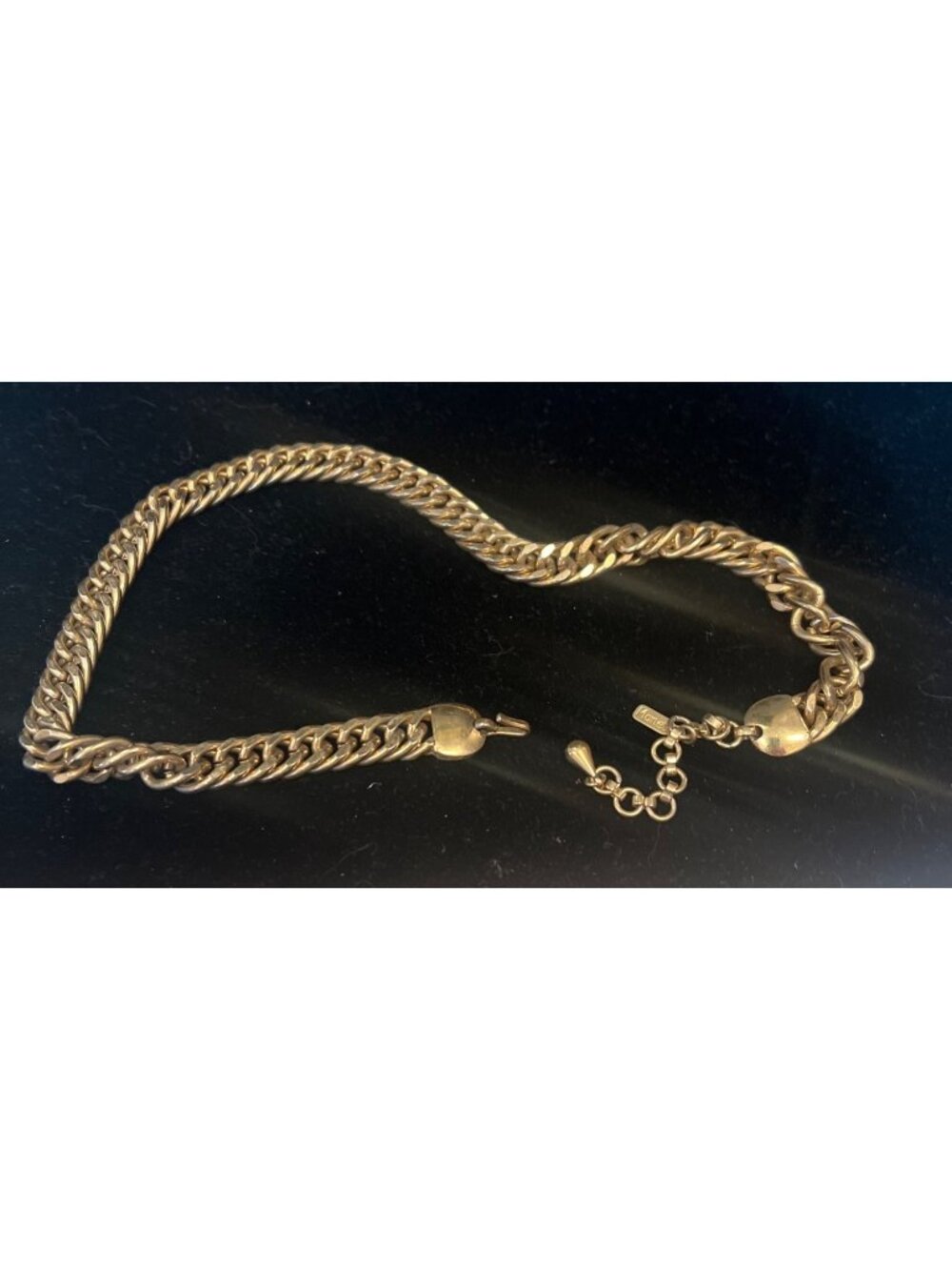 Monet Vintage Gold-Tone Cuban Link Chain Necklace With Adjustable Lobster Clasp - Picture 2 of 10